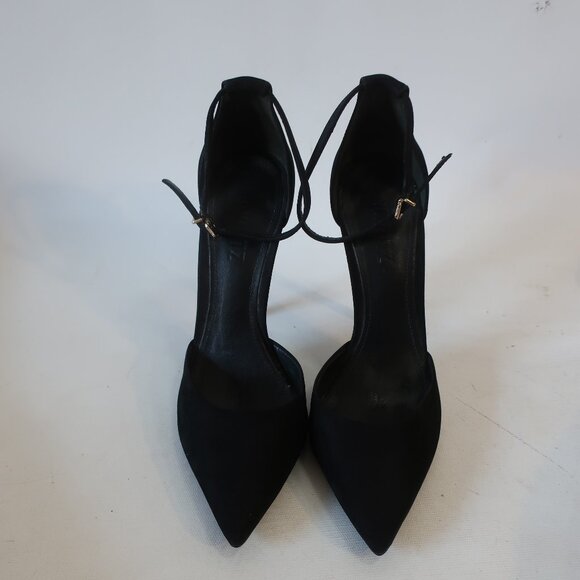 Womens Schutz Irma Black Suede Pointy Ankle Strap Stiletto Heel Pumps 8 - Picture 9 of 16